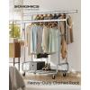 imageSONGMICS Clothes Rack HeavyDuty Rolling Clothing Garment Rack with Wheels Extendable Hanging Rod and Adjustable Height Portable with Shelf and Hooks Silver UHSR014E01Silver