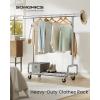 imageSONGMICS Clothes Rack HeavyDuty Rolling Clothing Garment Rack with Wheels Extendable Hanging Rod and Adjustable Height Portable with Shelf and Hooks Silver UHSR014E01Silver