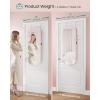 imageSONGMICS Jewelry Organizer LED Jewelry Cabinet WallDoor Mounted Lockable Rounded Wide Mirror with Storage Interior Mirror 39 x 165 x 55 Inches White Surface with Greige LiningJelly Pink  Cream White