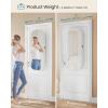 imageSONGMICS Jewelry Organizer LED Jewelry Cabinet WallDoor Mounted Lockable Rounded Wide Mirror with Storage Interior Mirror 39 x 165 x 55 Inches White Surface with Greige LiningWhite  Greige