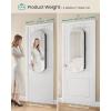 imageSONGMICS Jewelry Organizer LED Jewelry Cabinet WallDoor Mounted Lockable Rounded Wide Mirror with Storage Interior Mirror 39 x 165 x 55 Inches White Surface with Greige LiningBlack