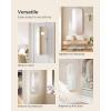 imageSONGMICS Jewelry Organizer LED Jewelry Cabinet WallDoor Mounted Lockable Rounded Wide Mirror with Storage Interior Mirror 39 x 165 x 55 Inches White Surface with Greige LiningWhite  Greige