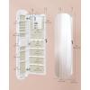 imageSONGMICS Jewelry Organizer LED Jewelry Cabinet WallDoor Mounted Lockable Rounded Wide Mirror with Storage Interior Mirror 39 x 165 x 55 Inches White Surface with Greige LiningWhite  Greige