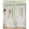 imageSONGMICS Jewelry Organizer LED Jewelry Cabinet WallDoor Mounted Lockable Rounded Wide Mirror with Storage Interior Mirror 39 x 165 x 55 Inches White Surface with Greige LiningLaurel Green  Cream White