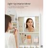 imageSONGMICS Jewelry Organizer LED Jewelry Cabinet WallDoor Mounted Lockable Rounded Wide Mirror with Storage Interior Mirror 39 x 165 x 55 Inches White Surface with Greige LiningWhite  Greige