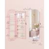 imageSONGMICS Jewelry Organizer LED Jewelry Cabinet WallDoor Mounted Lockable Rounded Wide Mirror with Storage Interior Mirror 39 x 165 x 55 Inches White Surface with Greige LiningJelly Pink  Cream White