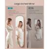 imageSONGMICS Jewelry Organizer LED Jewelry Cabinet WallDoor Mounted Lockable Rounded Wide Mirror with Storage Interior Mirror 39 x 165 x 55 Inches White Surface with Greige LiningWhite  Greige