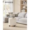 imageSONGMICS Round Ottoman Ottoman with Storage 177 x 177 x 175 Inches Foot Rest with Legs Velvet Load up to 330 lb for Living Room Bedroom Cream White ULOM012W01Light Beige