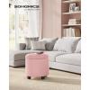 imageSONGMICS Round Ottoman Ottoman with Storage 177 x 177 x 175 Inches Foot Rest with Legs Velvet Load up to 330 lb for Living Room Bedroom Cream White ULOM012W01Jelly Pink