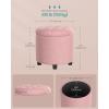 imageSONGMICS Round Ottoman Ottoman with Storage 177 x 177 x 175 Inches Foot Rest with Legs Velvet Load up to 330 lb for Living Room Bedroom Cream White ULOM012W01Jelly Pink