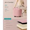 imageSONGMICS Round Ottoman Ottoman with Storage 177 x 177 x 175 Inches Foot Rest with Legs Velvet Load up to 330 lb for Living Room Bedroom Cream White ULOM012W01Jelly Pink