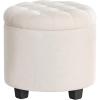 imageSONGMICS Round Ottoman Ottoman with Storage 177 x 177 x 175 Inches Foot Rest with Legs Velvet Load up to 330 lb for Living Room Bedroom Cream White ULOM012W01Cream White
