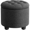 imageSONGMICS Round Ottoman Ottoman with Storage 177 x 177 x 175 Inches Foot Rest with Legs Velvet Load up to 330 lb for Living Room Bedroom Cream White ULOM012W01Dark Gray