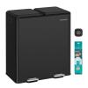 imageSONGMICS Trash Can 2 x 8 Gallon 2 x 30 L Double Garbage Can with SoftClose Lids Removable Inner Buckets Pedals Stainless Steel for Waste and Recycling Ink Black ULTB743B01Ink Black