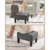 imageSONGMICS Foot Stool with Legs Small Footstool Ottoman LinenLook Fabric Seat with Thick Cushion for Living Room Bedroom Entryway 330 lb Weight Capacity Ink Black ULOM502B01Dark Gray