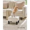 imageSONGMICS Foot Stool with Legs Small Footstool Ottoman LinenLook Fabric Seat with Thick Cushion for Living Room Bedroom Entryway 330 lb Weight Capacity Ink Black ULOM502B01Cream White