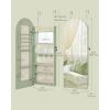 imageSONGMICS Wide Jewelry Organizer LED Jewelry Cabinet WallDoor Mounted Arched Mirror with Storage Lockable Rounded Corner Interior Mirror 39 x 165 x 425 Inches Laurel Green UJJC020C01SLaurel Green