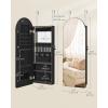 imageSONGMICS Wide Jewelry Organizer LED Jewelry Cabinet WallDoor Mounted Arched Mirror with Storage Lockable Rounded Corner Interior Mirror 39 x 165 x 425 Inches Laurel Green UJJC020C01SInk Black