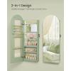 imageSONGMICS Wide Jewelry Organizer LED Jewelry Cabinet WallDoor Mounted Arched Mirror with Storage Lockable Rounded Corner Interior Mirror 39 x 165 x 425 Inches Laurel Green UJJC020C01SLaurel Green