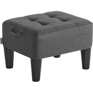 imageSONGMICS Foot Stool with Legs Small Footstool Ottoman LinenLook Fabric Seat with Thick Cushion for Living Room Bedroom Entryway 330 lb Weight Capacity Ink Black ULOM502B01Dark Gray
