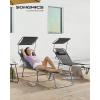 imageSONGMICS Sun Lounger Patio Chaise Lounge Chair Folding with Canopy 76 x 209 x 114 Inches Holds 330 lb Headrest Adjustable Backrest Outdoor Garden Pool Dark Gray UGCB19UV1