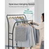 imageSONGMICS Clothes Rack Clothing Rack with Shelves Garment Racks Heavy Duty Double Rod Clothes Rack with 6 Hooks Clothes Storage and Display for Living Room Bedroom Ink Black UHSR109B01Black