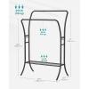 imageSONGMICS Clothes Rack Clothing Rack with Shelves Garment Racks Heavy Duty Double Rod Clothes Rack with 6 Hooks Clothes Storage and Display for Living Room Bedroom Ink Black UHSR109B01Black