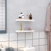 imageSONGMICS Floating Wall Shelf 157 Inches Set of 2 with Metal Bracket for Easy Installation Display Trinkets Picture Frames Potted Plants in The Living Room Entryway Bedroom White ULWS14WT2White