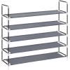 imageSONGMICS Shoe Rack 3Tier Shoe Storage Organizer Metal Shoe Shelf 12 to 15 Pairs Shoes Stackable Shoe Tower for Living Room Entryway Hallway Closet Black ULSA13BKDove Gray  Ink Black