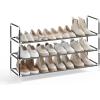 imageSONGMICS Shoe Rack 3Tier Shoe Storage Organizer Metal Shoe Shelf 12 to 15 Pairs Shoes Stackable Shoe Tower for Living Room Entryway Hallway Closet Black ULSA13BKDove Gray  Ink Black