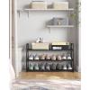 imageSONGMICS Shoe Rack 3Tier Shoe Storage Organizer Metal Shoe Shelf 12 to 15 Pairs Shoes Stackable Shoe Tower for Living Room Entryway Hallway Closet Black ULSA13BKBlack