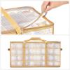 imageSONGMICS Set of 2 Large Christmas Ornament Storage Boxes 16 Trays Hold 256 Balls up to 3Inch Plastic Christmas Storage Containers with Lids Dual Zippers Side Handles Sandy Gold URFB029A07Sandy Gold