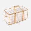 imageSONGMICS Set of 2 Large Christmas Ornament Storage Boxes 16 Trays Hold 256 Balls up to 3Inch Plastic Christmas Storage Containers with Lids Dual Zippers Side Handles Sandy Gold URFB029A07Sandy Gold