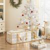 imageSONGMICS Set of 2 Large Christmas Ornament Storage Boxes 16 Trays Hold 256 Balls up to 3Inch Plastic Christmas Storage Containers with Lids Dual Zippers Side Handles Sandy Gold URFB029A07Sandy Gold