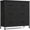 imageSONGMICS Dresser for Bedroom Chest of Drawers Nightstand Steel MDF 2 NonWoven Fabric Drawers Storage Organizer Unit Closet Entryway Ink Black and Ebony Black ULGS312B01SInk Black  Ebony Black