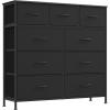 imageSONGMICS Dresser for Bedroom Chest of Drawers Nightstand Steel MDF 2 NonWoven Fabric Drawers Storage Organizer Unit Closet Entryway Ink Black and Ebony Black ULGS312B01SInk Black  Ebony Black