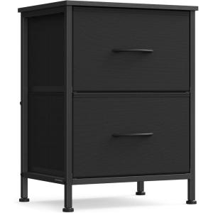 imageSONGMICS Dresser for Bedroom Chest of Drawers Nightstand Steel MDF 2 NonWoven Fabric Drawers Storage Organizer Unit Closet Entryway Ink Black and Ebony Black ULGS312B01SInk Black  Ebony Black