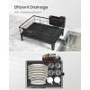 imageSONGMICS Dish Drying Rack Kitchen Dish Rack with Drainboard 360 Rotatable and Extendable Spout with Cutlery Holder 122 x 165 x 73 Inches Dove Gray UKCS550G01Ink Black
