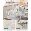 imageSONGMICS Dish Drying Rack Kitchen Dish Rack with Drainboard 360 Rotatable and Extendable Spout with Cutlery Holder 12222 x 165 x 79 Inches Ink Black UKCS552B01Matte White  Dove Gray