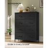 imageSONGMICS Dresser for Bedroom Chest of Drawers Nightstand Steel MDF 2 NonWoven Fabric Drawers Storage Organizer Unit Closet Entryway Rustic Brown and Ink Black ULGS312B02SInk Black  Ebony Black