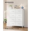 imageSONGMICS Dresser for Bedroom Chest of Drawers Nightstand Steel MDF 2 NonWoven Fabric Drawers Storage Organizer Unit Closet Entryway Rustic Brown and Ink Black ULGS312B02SCloud White  Snow White