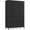 imageSONGMICS Dresser for Bedroom Chest of Drawers Nightstand Steel MDF 2 NonWoven Fabric Drawers Storage Organizer Unit Closet Entryway Rustic Brown and Ink Black ULGS312B02SInk Black  Ebony Black