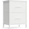 imageSONGMICS Dresser for Bedroom Chest of Drawers Nightstand Steel MDF 2 NonWoven Fabric Drawers Storage Organizer Unit Closet Entryway Rustic Brown and Ink Black ULGS312B02SCloud White  Snow White