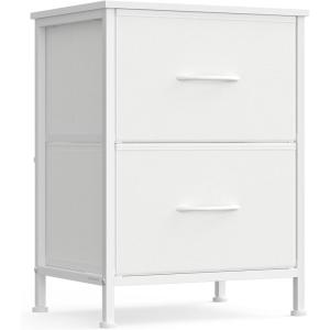 imageSONGMICS Dresser for Bedroom Chest of Drawers Nightstand Steel MDF 2 NonWoven Fabric Drawers Storage Organizer Unit Closet Entryway Rustic Brown and Ink Black ULGS312B02SCloud White  Snow White