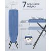 imageSONGMICS Ironing Board Foldable Iron Board Height Adjustable up to 35 Inches with 4 Layered Cover and Pad Iron Rest Hook Steel XLegs for Home Laundry Room Dorm Midnight Blue ULLB001Q01Midnight Blue