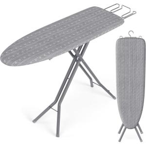 imageSONGMICS Ironing Board Foldable Iron Board Height Adjustable up to 35 Inches with 4 Layered Cover and Pad Iron Rest Hook Steel XLegs for Home Laundry Room Dorm Midnight Blue ULLB001Q01Dove Gray