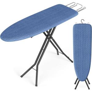 imageSONGMICS Ironing Board Foldable Iron Board Height Adjustable up to 35 Inches with 4 Layered Cover and Pad Iron Rest Hook Steel XLegs for Home Laundry Room Dorm Midnight Blue ULLB001Q01Midnight Blue