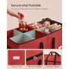 imageSONGMICS Christmas Figurine Storage Box for 15Inch Figurines and Nutcrackers Holiday Decor Organizer with Adjustable Dividers 8 Slots and 2 Pockets Dual Zippers Forest Green URFB041C01Cherry Red