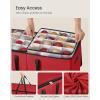 imageSONGMICS Christmas Ornament Storage Box Dual Zippers Stackable Christmas Storage Container with Lid 8 Trays 600D Oxford 3Inch 128 Slots Dove Gray URFB035G01Cherry Red