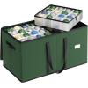 imageSONGMICS Christmas Ornament Storage Box Dual Zippers Stackable Christmas Storage Container with Lid 8 Trays 600D Oxford 3Inch 128 Slots Dove Gray URFB035G01Forest Green